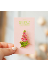 The Gray Muse Snapdragon Floral Enamel Pin