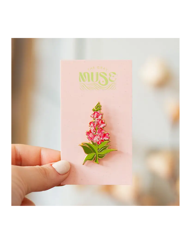 The Gray Muse Snapdragon Floral Enamel Pin