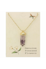 Zad Cottage Floral Dried Lavender Crystal Necklace