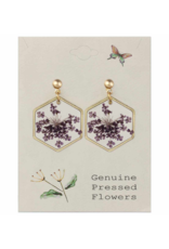 Zad Cottage Floral Purple Dried Flower Earrings