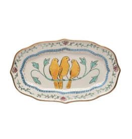 Creative Co-op Decorative Platter with Birds