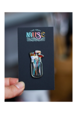 The Gray Muse Paint Brush Clear Jar Enamel Pin