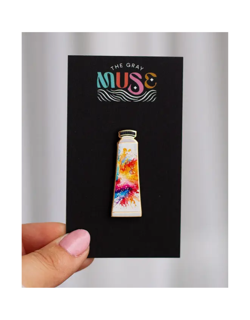 The Gray Muse Rainbow Water Color Paint Pin
