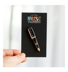 The Gray Muse Black Marble Fountain Pen Enamel Pin