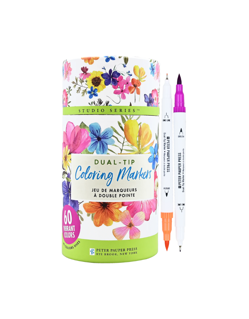 Peter Pauper Press 60 Studio Series Dual-Tip Coloring Markers