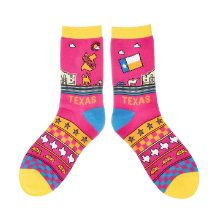 Texas Kids Socks Pink and Yellow