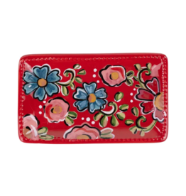Glory Haus Red Floral Trinket Tray