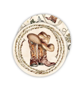 Rosanne Beck Collections Coaster Western Boot and Hat