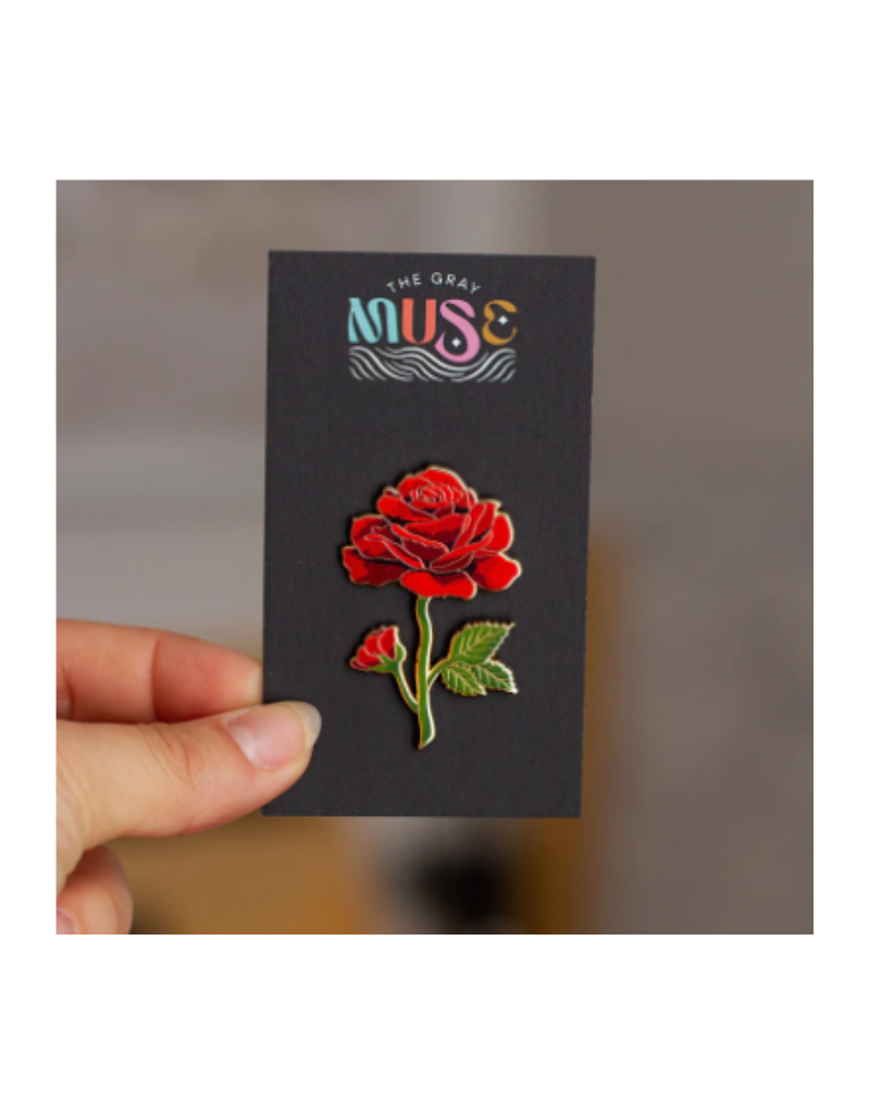 The Gray Muse Red Rose Enamel Pin