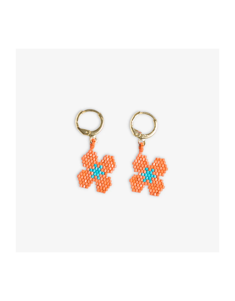 Ink + Alloy Blossom 4 Petal Coral Earrings