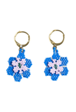 Ink + Alloy Blossom 6 Petal Royal Blue Earrings