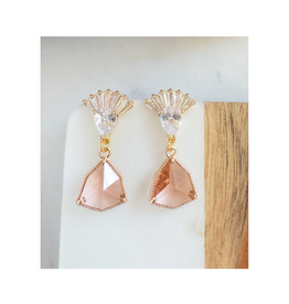 YSM Designs Gloria Peach Crystal Earrings