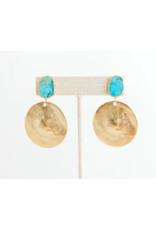 Kori Green Stone + Disk Turquoise Earrings