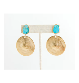 Kori Green Stone + Disk Turquoise Earrings