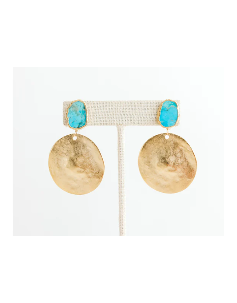 Kori Green Stone + Disk Turquoise Earrings