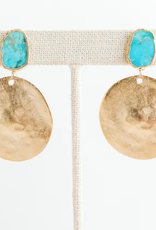 Kori Green Stone + Disk Turquoise Earrings