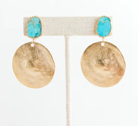 Kori Green Stone + Disk Turquoise Earrings