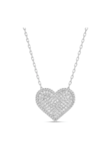 Splendid Iris Pave Heart Necklace - Silver