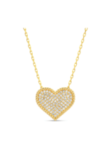 Splendid Iris Pave Heart Necklace