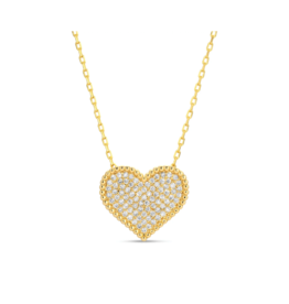 Splendid Iris Pave Heart Necklace