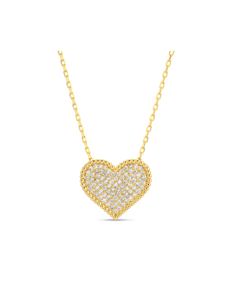 Splendid Iris Pave Heart Necklace