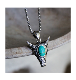 Sowell Jewelry Cow Skull Turquoise Necklace