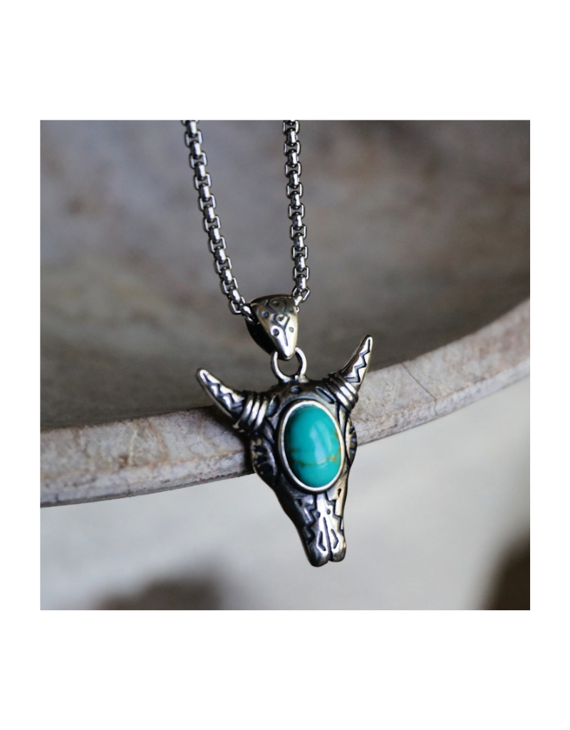 Sowell Jewelry Cow Skull Turquoise Necklace