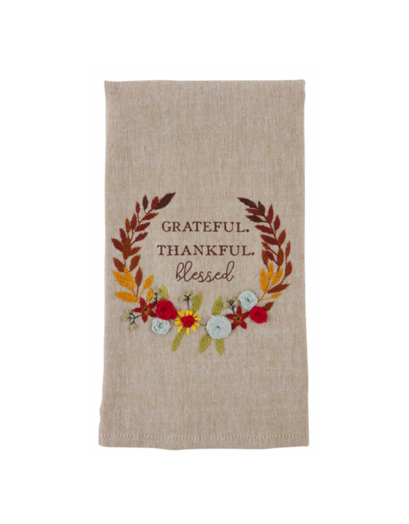 Mudpie Thankful French Knot Towel