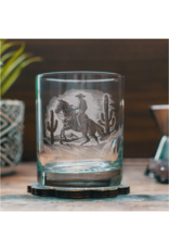 Benoit's Design Co. Etched Ride 'em Cowboy Glass