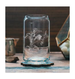 Benoit's Design Co. Etched Cowboy Beer Can Drinking Glass