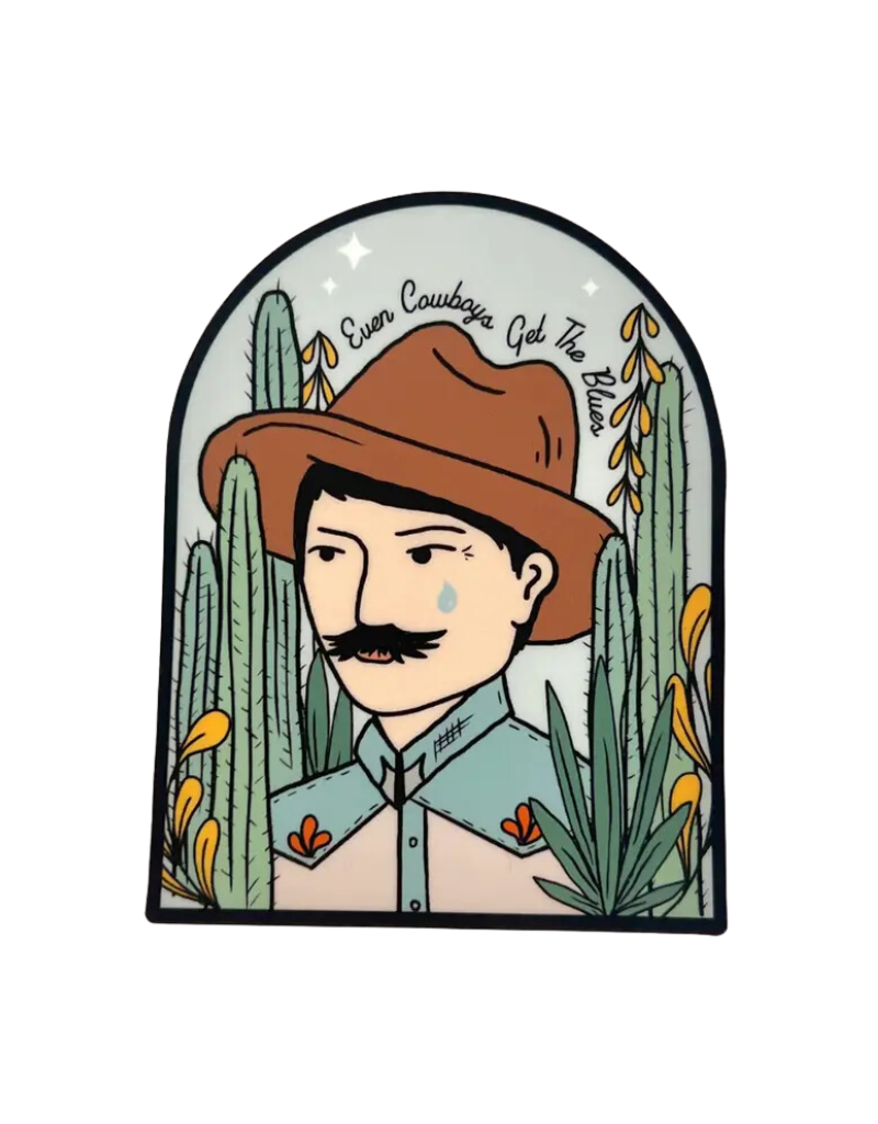 The Doodling Nomad SALE Even Cowboys Get The Blues Vinyl Sticker