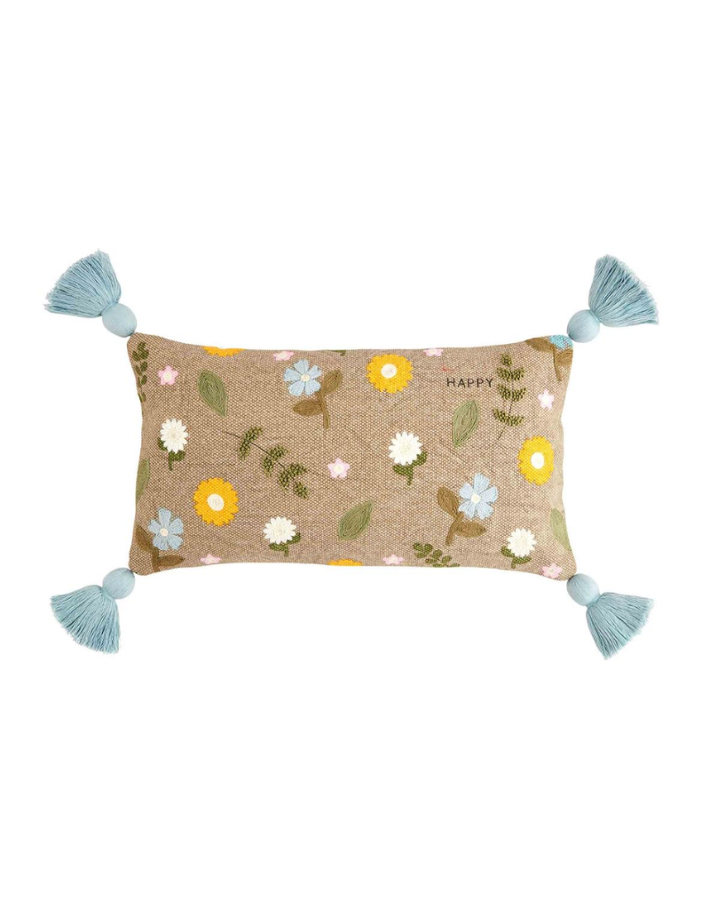 Mudpie Happy Lumbar Pillow