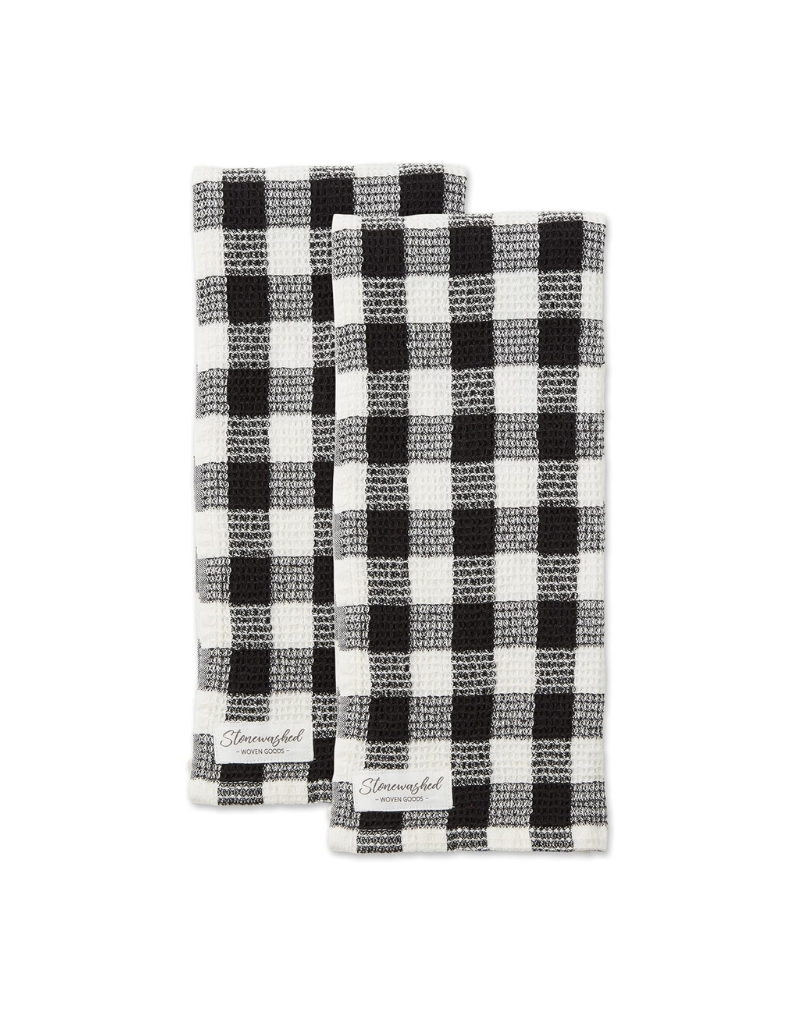 Design Imports Black Waffle Dishtowel