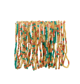 Splendid Iris Single Seed Bead Bracelet/Teal/Peach/Yellow
