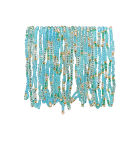 Splendid Iris Seed Bead Bracelet/Seaglass and Gold