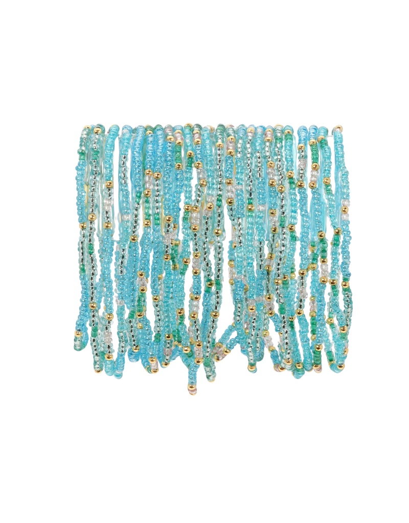 Splendid Iris Seed Bead Bracelet/Seaglass and Gold