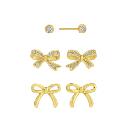 Splendid Iris Bow Velvet Set Earrings