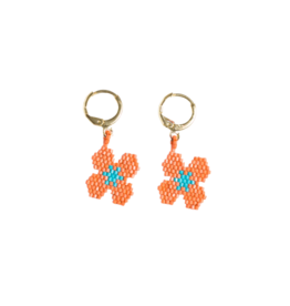 Ink + Alloy Blossom 4 Petal Coral Earrings