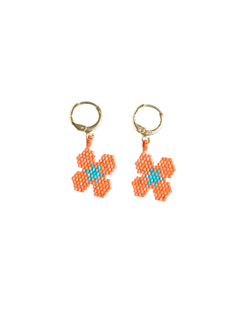 Ink + Alloy Blossom 4 Petal Coral Earrings