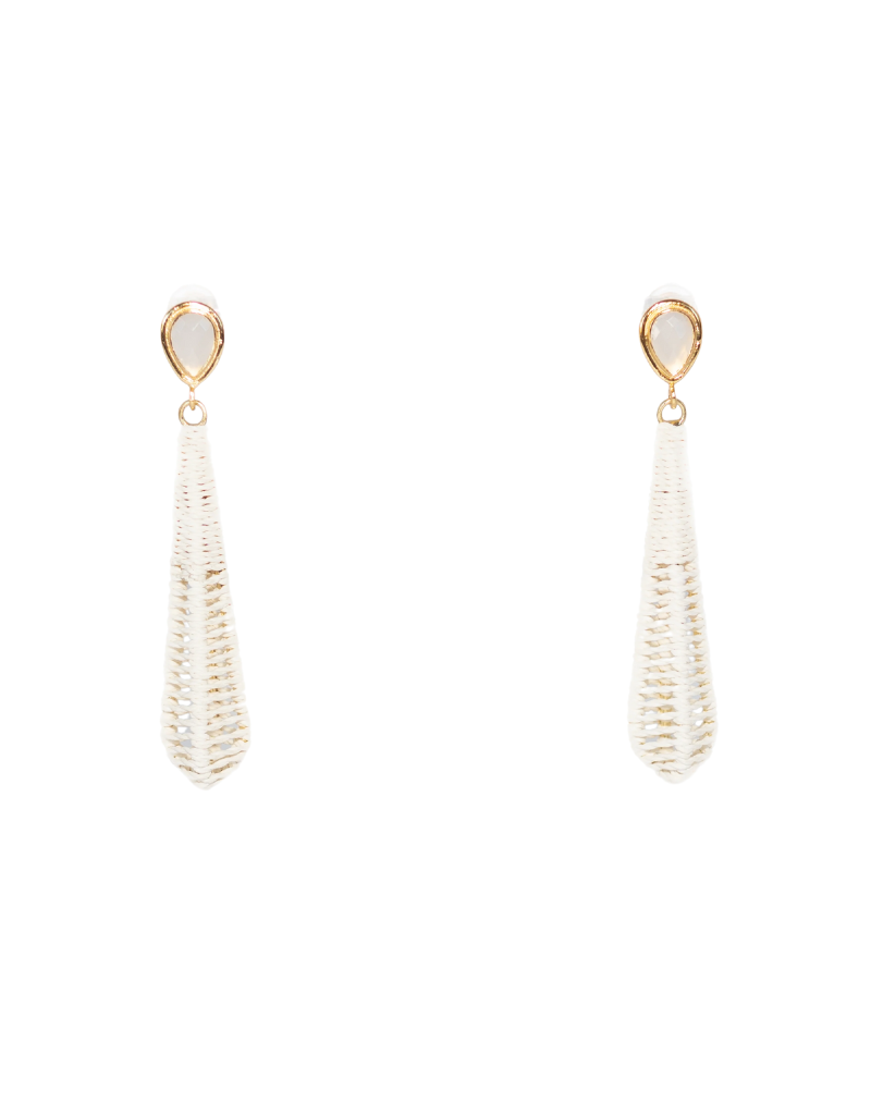 Winton and Waits Dewdrop Raffia Earring White