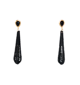 Winton and Waits Dewdrop Raffia Earring - Black