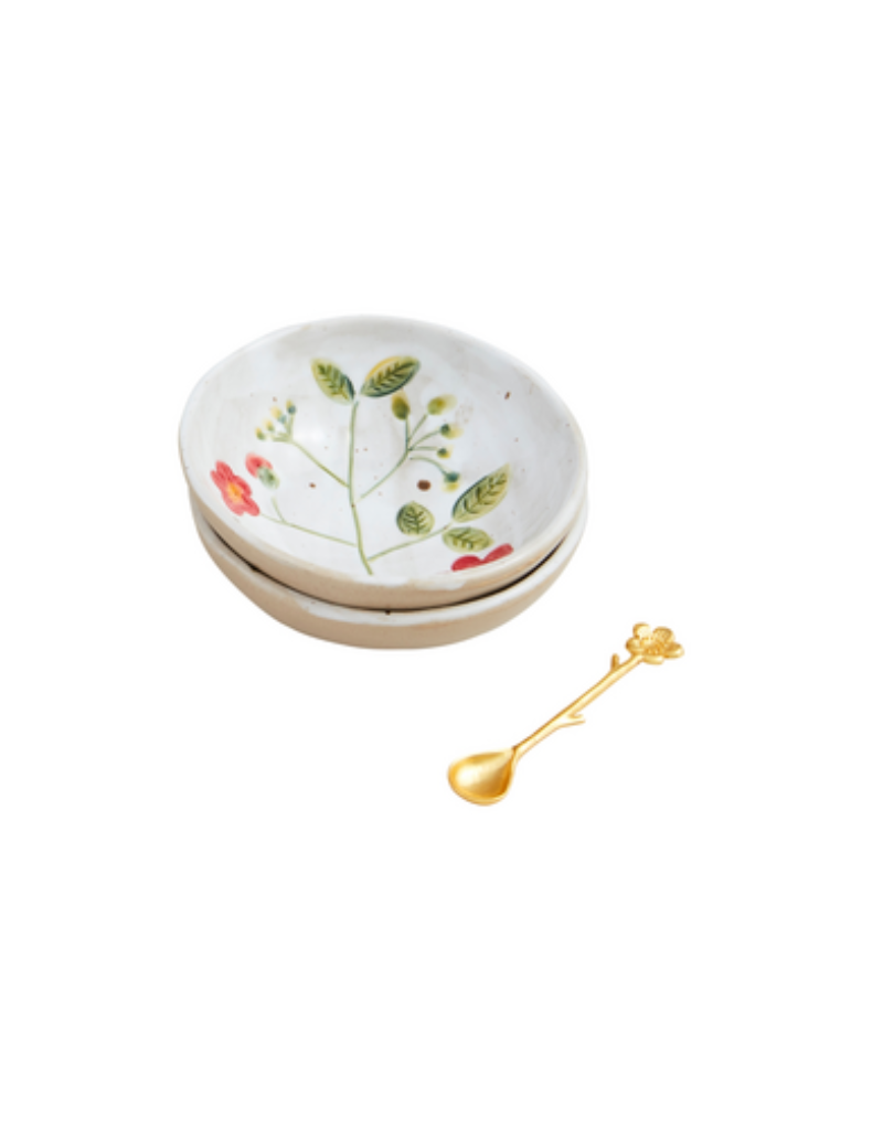 Mudpie Red Flower Tidbit Set
