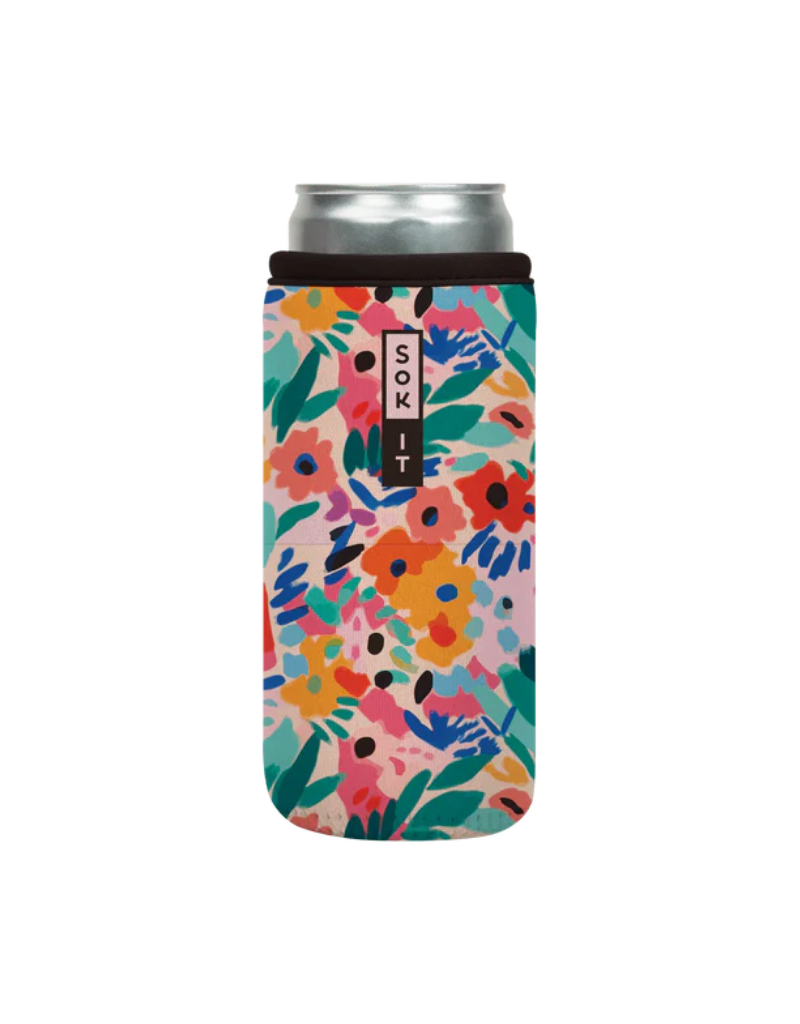 Sok-It CanSok Abstract Floral 12 oz Slim