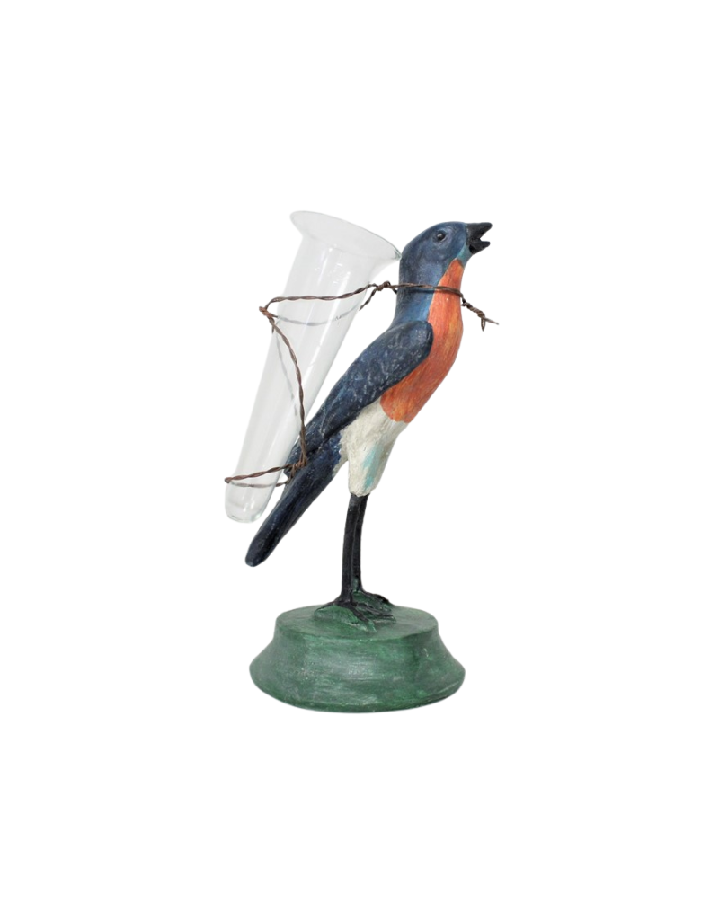 Trade Cie Blue Bird with Glass Vase