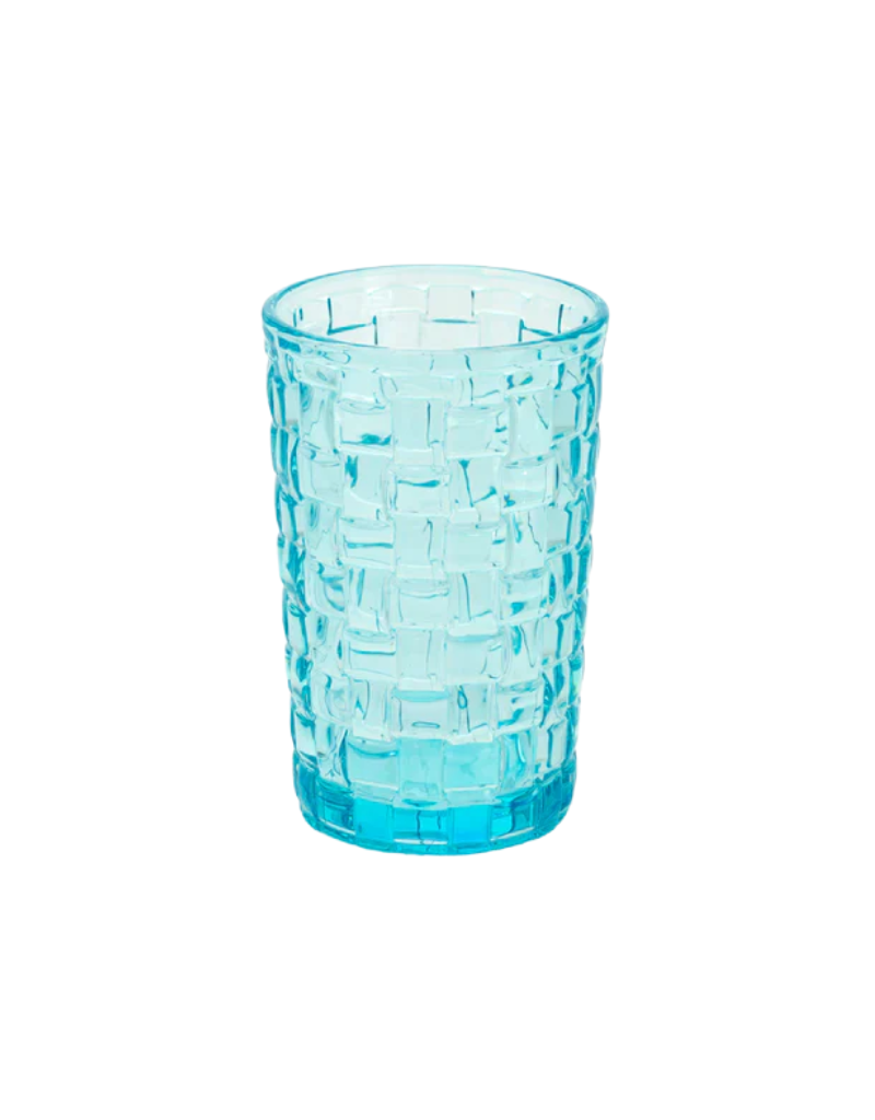 Boston International Blue Sea Basketweave Drinking Glass