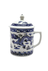Original Source Blue & White Dragon Print Mug with Lid