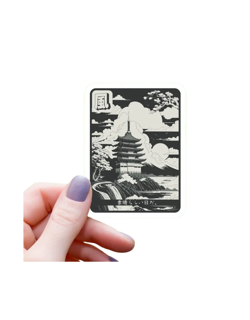 Mimic Gaming Co Black and White Japanese Temple Sticker
