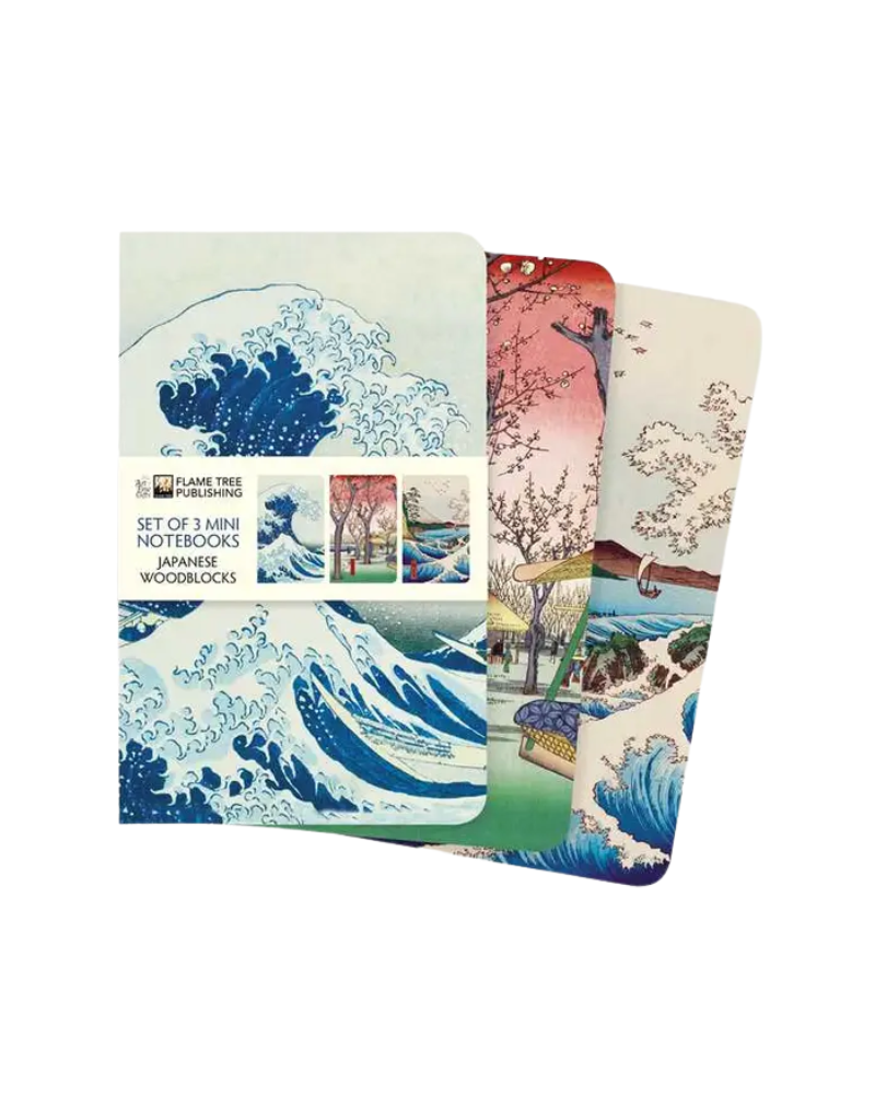 Japanese Woodblocks Set of 3 Mini Notebooks
