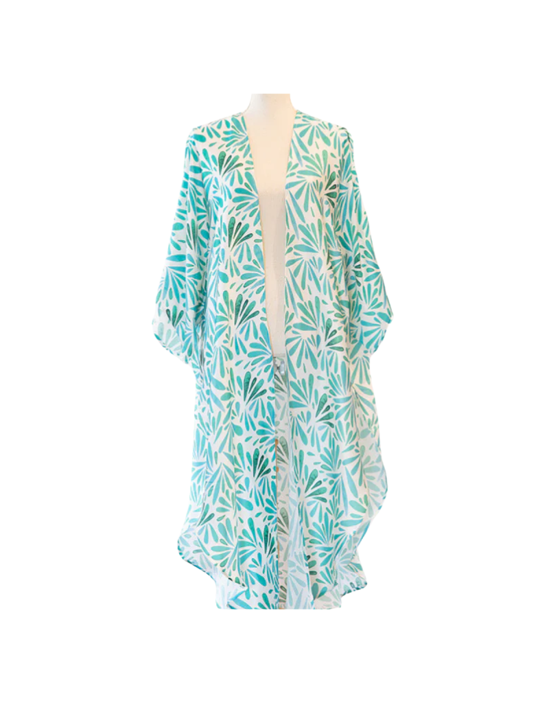 Winton and Waits Petals Long Kimono Turquoise