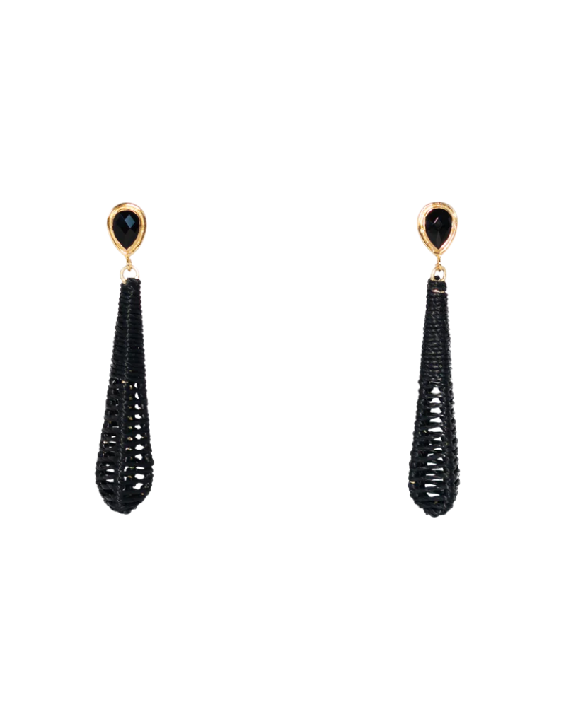 Winton and Waits Dewdrop Raffia Earring - Black